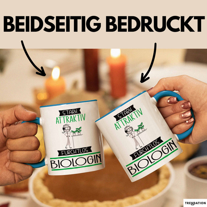 Biologin Tasse Geschenk Becher Stark Attraktiv Furchtlos Biologin Lustige Geschenkidee Blau Trendation