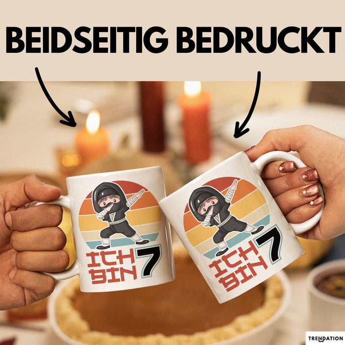 Kinder Tasse Geschenk Ich Bin 7 Ninja Junge Geburtstag Spruch Weiß Trendation
