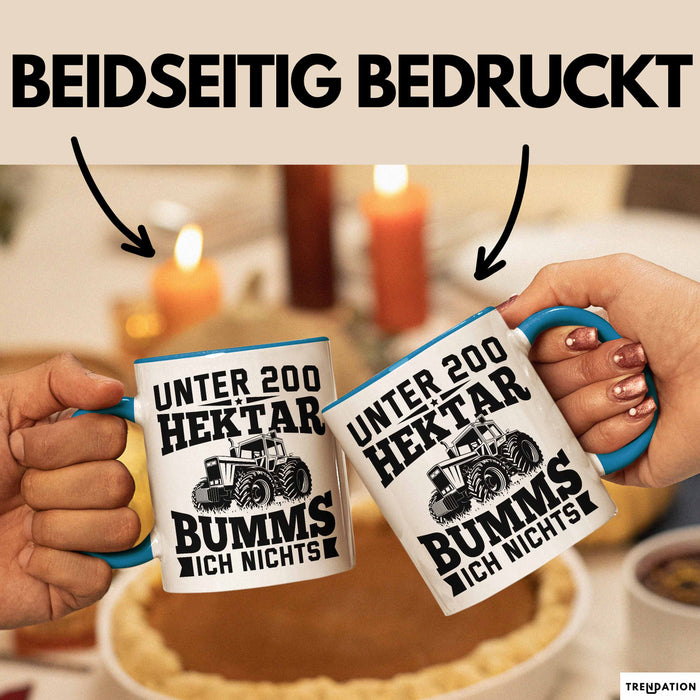 Landwirt Tasse Geschenk Unter 200 Hektar Bumms Ich Nichts Bauer Traktor Becher Blau Trendation