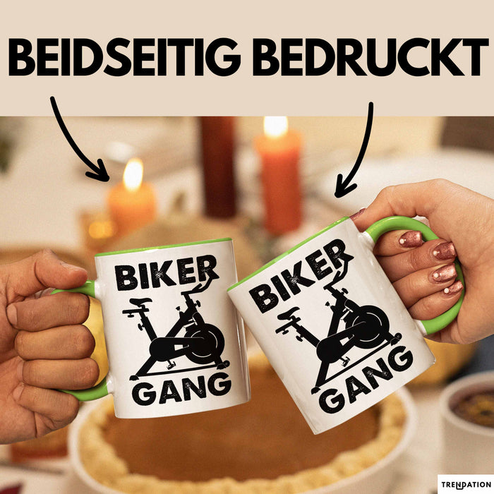 Biker Gang Tasse Geschenk Cardio Zuhause Fitness-Bike Geschenkidee Becher Grün Trendation
