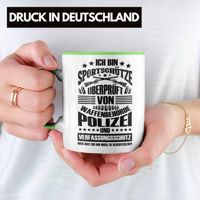Lustige Schießen-Tasse für Sportschützen Geschenk Ich Bin Sportschütze Grün Trendation