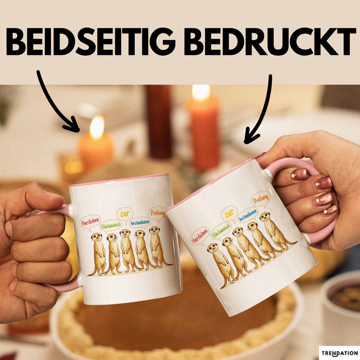 Schüler Abschluss Tasse Geschenk Lustige Geschenkidee Spruch Herzlichen Glückwunsch Zur Bestandenen Prüfung Rosa Trendation