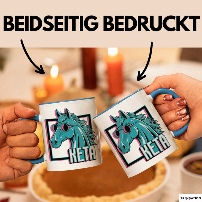 Pferde Tierliebhaber Tasse Geschenk Lustige Geschenkidee Spruch Keta Ketamin Pferd Blau Trendation