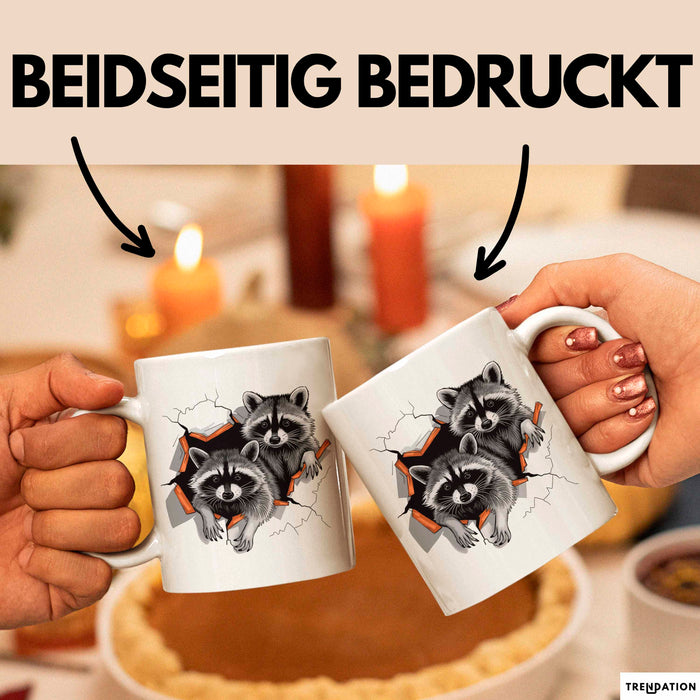 Waschbär Tierliebhaber Tasse Geschenk Lustige Geschenkidee Spruch Weiß Trendation