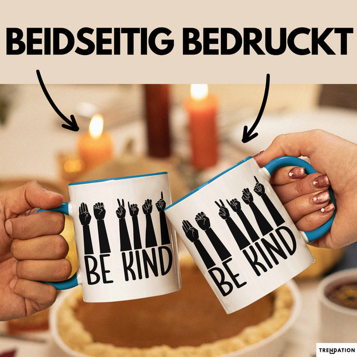 Be Kind Tasse Geschenk Sozialarbeiter Soziale Arbeit Tassen Geschenkidee Blau Trendation