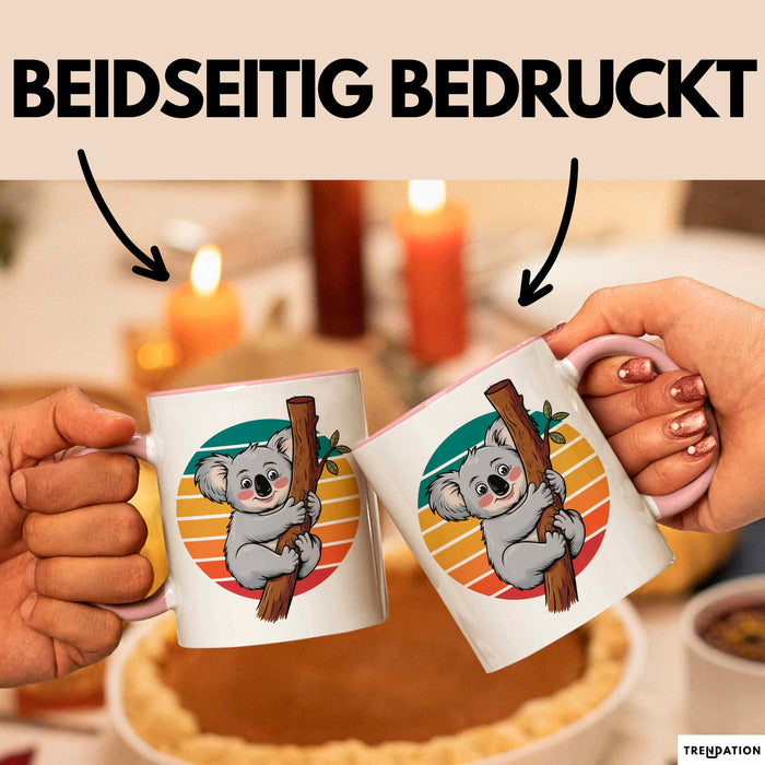 Retro Koala Tierliebhaber Tasse Geschenk Lustige Geschenkidee Spruch Rosa Trendation