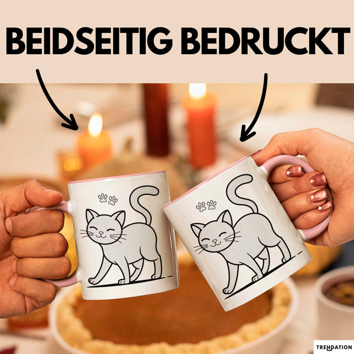 Katzen Tierliebhaber Tasse Geschenk Lustige Geschenkidee Spruch Rosa Trendation