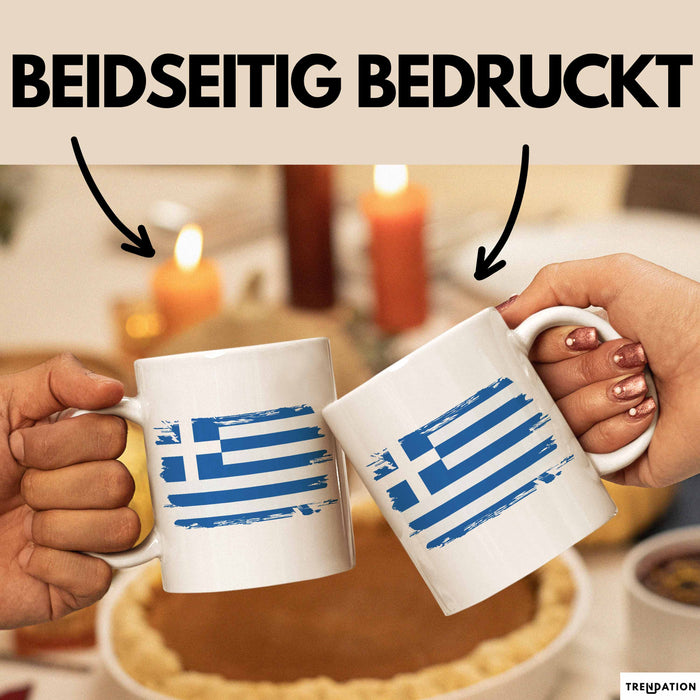 Griechenland Tasse Geschenk Grieche Flagge Kaffee-Becher Weiß Trendation