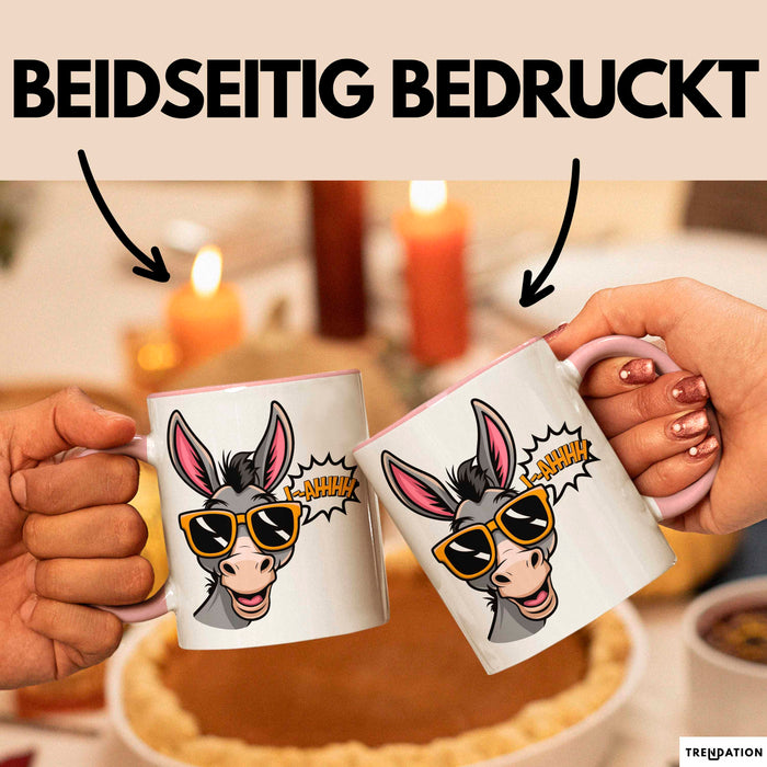 Esel Sonnenbrille Tasse Geschenk Lustige Geschenkidee Spruch Rosa Trendation