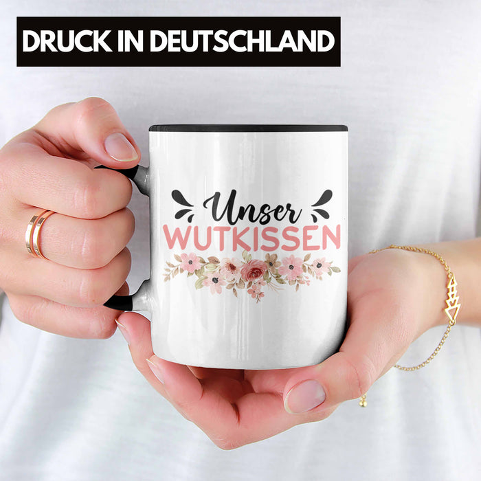 Wutkissen Tasse Geschenk Lustiger Spruch Wut-Kissen Schwarz Trendation