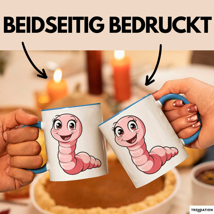 Regenwurm Tasse Geschenk Lustige Geschenkidee Spruch Blau Trendation