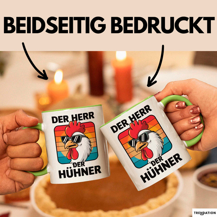 Huhn Tier Bauer Tasse Becher Geschenk Lustige Geschenkidee Spruch Der Herr Der Hühner Grün Trendation