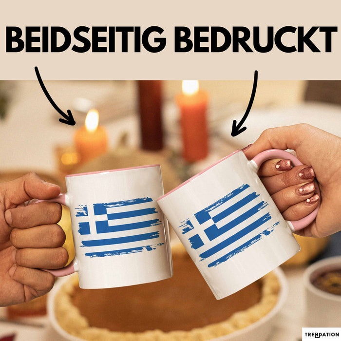 Griechenland Tasse Geschenk Grieche Flagge Kaffee-Becher Rosa Trendation