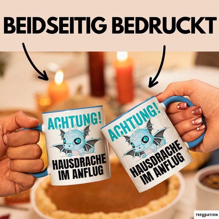 Hausdrache Im Anflug Tasse Geschenk Becher Blau Trendation