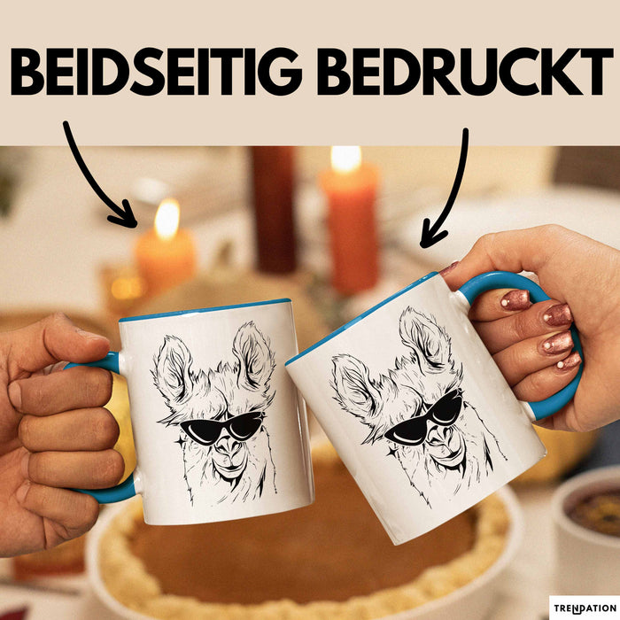 Llama Alpaka Tasse Geschenk Lama Geschenkidee für Lama-Fans Blau Trendation