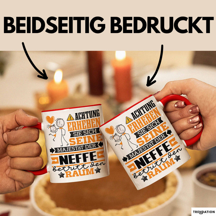 Neffe Geschenk Tasse Lustiger Spruch Erheben Sie Sich Der Neffe Betritt den Raum Rot Trendation