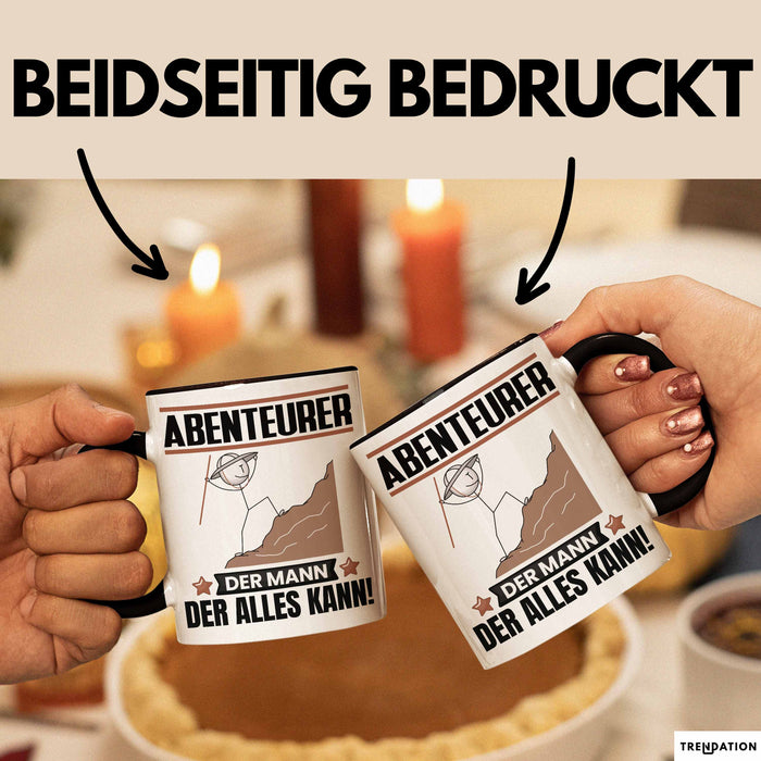 Abenteurer Tasse Geschenk für Abenteurer Der Mann Der Alles Kann Geschenkidee zum Geburtstag Schwarz Trendation