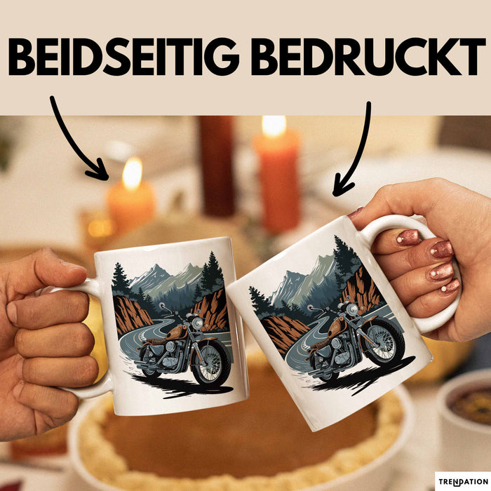 Motorradfahrer Tasse Geschenkidee für Biker Lustiger Spruch Weiß Trendation