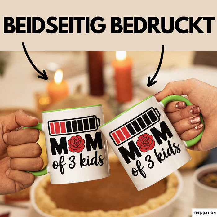 Mama Tasse Geschenk Mom Of 3 Kids Geschenkidee Mama Drei Kinder Muttertag Grün Trendation
