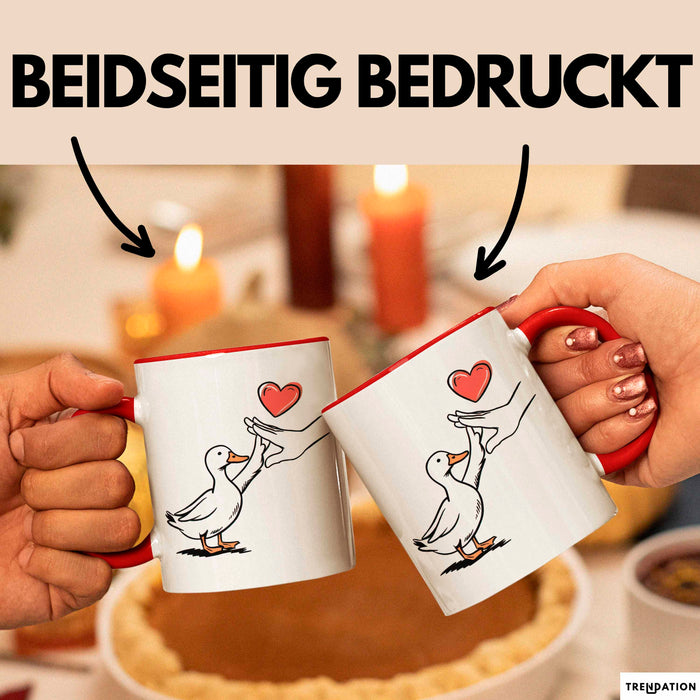 Ente Tier Liebe Herz Tasse Geschenk Lustige Geschenkidee Spruch Rot Trendation