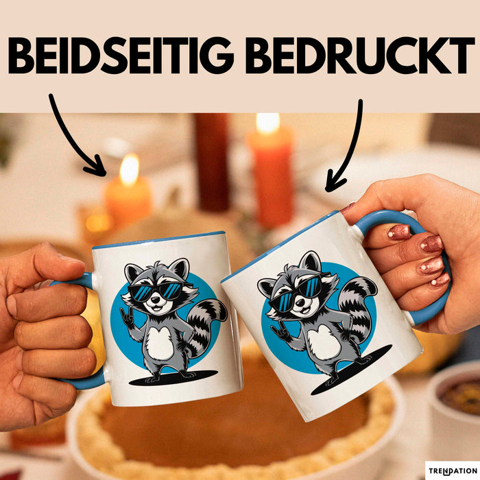 Waschbär Tierliebhaber Tasse Geschenk Lustige Geschenkidee Spruch Blau Trendation