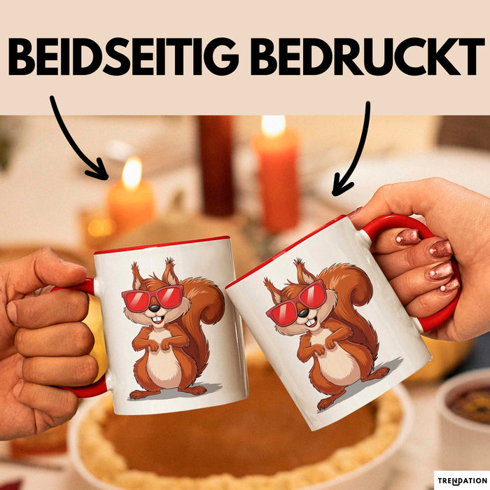 Eichhörnchen Tierliebhaber Sonnenbrille Tasse Geschenk Lustige Geschenkidee Spruch Rot Trendation