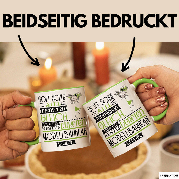 Modellbahnfan Geschenk Becher Tasse Gott Schuf Alle Menschen Gleich Nur Die Besten Durfeten Modellbahnfan Werden Geschenkidee Lustig Grün Trendation