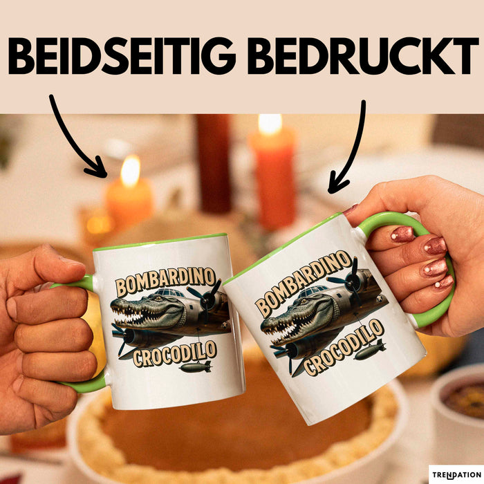 Bombardino Crocodilo Tasse Meme Italienisch Lustig Becher Grün Trendation