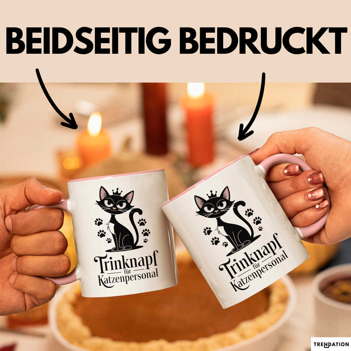 Katzenliebhaber Tasse Geschenkidee Trinknapf Katzen Personal Rosa Trendation