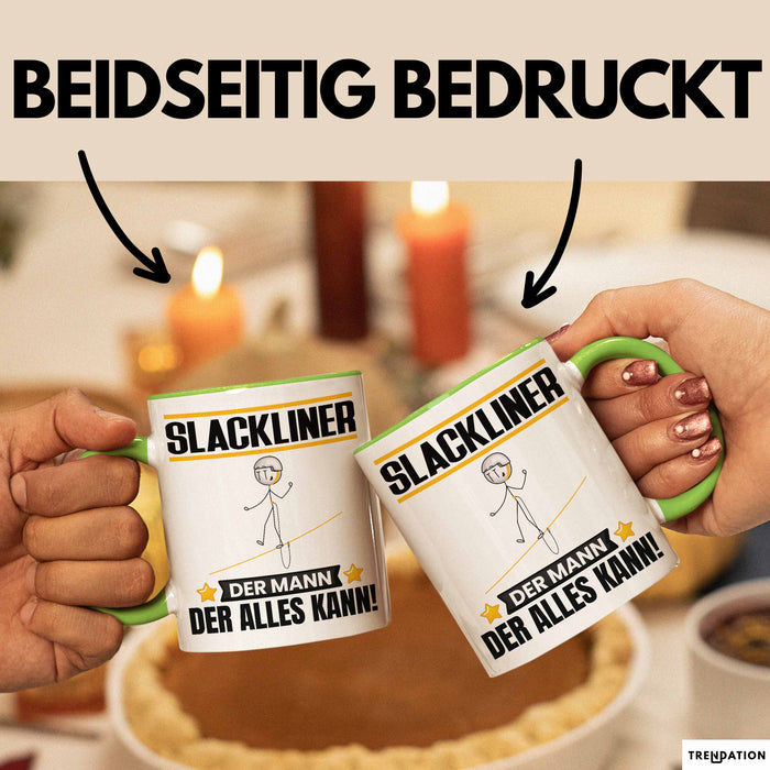 Slackliner Tasse Geschenk für Slackliner Der Mann Der Alles Kann Geschenkidee zum Geburtstag Grün Trendation