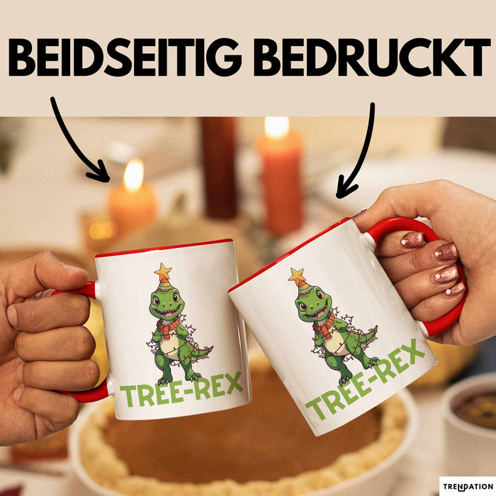Tree-Rex Dinosaurier Tasse Weihnachten Geschenk Jungs Jungen Weihnachtsbaum T-Rex Rot Trendation