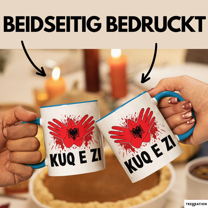 Albanische Flagge Shqip Shqiponja Albanischer Adler Albanien Tasse Geschenkidee Blau Trendation