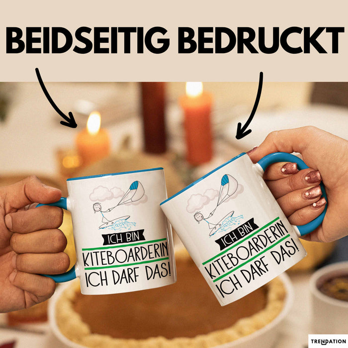 Geschenk für Kiteboarderin Tasse Lustige Geschenkidee Geburtstag Ich Bin Kiteboarderin Ich Darf Das Blau Trendation