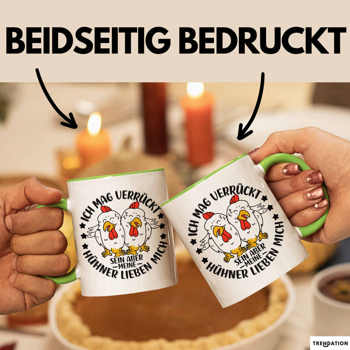Hühner Tasse Geschenk Hühnerflüsterin Huhn Geschenkidee Kaffee-Becher Landwirt Bauer Landiwrtin Grün Trendation