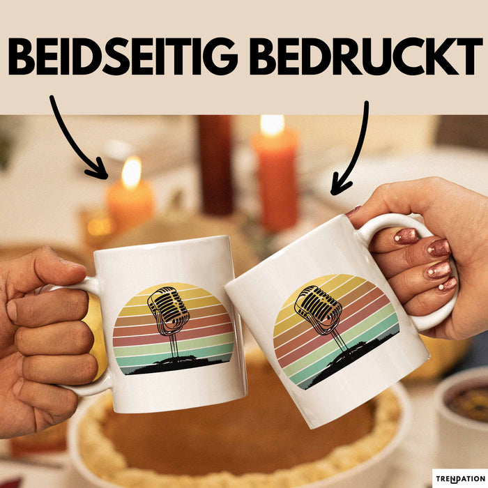Sänger Tasse Geschenk Podcast Mikrophon Geschenkidee Mikrofon Becher Weiß Trendation