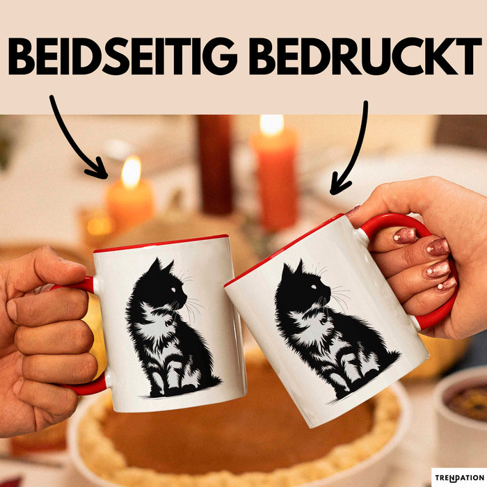 Katzen Tierliebhaber Tasse Geschenk Lustige Geschenkidee Spruch Rot Trendation