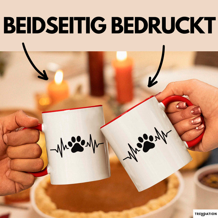 Hund Tierliebhaber Herzschlag Tasse Geschenk Lustige Geschenkidee Spruch Rot Trendation