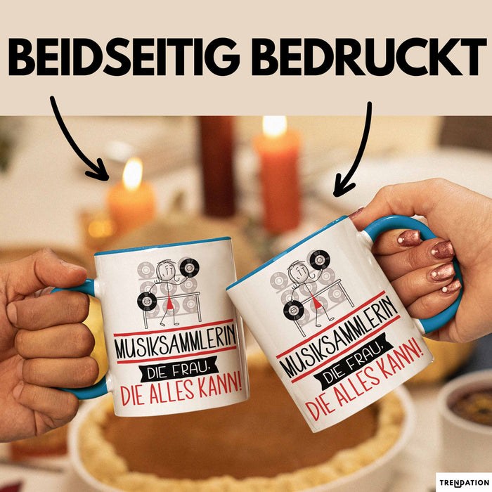 Musiksammlerin Geschenk Tasse Becher Die Frau Die Allen Kann Geschenkidee für eine Musiksammlerin Lustig Blau Trendation