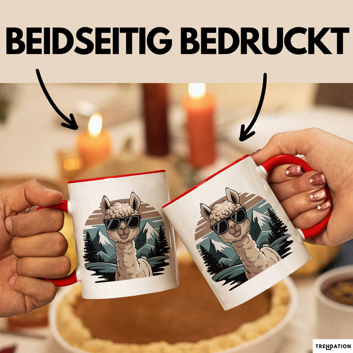 Alpaka Liebhaber Tasse Geschenkidee für Tierfreunde Rot Trendation