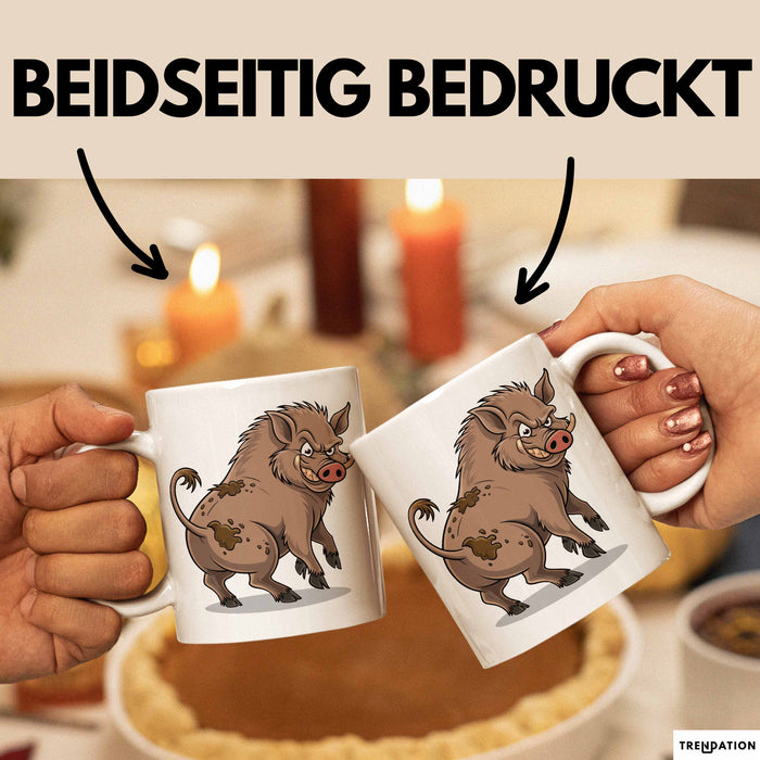 Wildschweinjagd Tasse Geschenk für Schwarzwildjäger Spruch Weiß Trendation