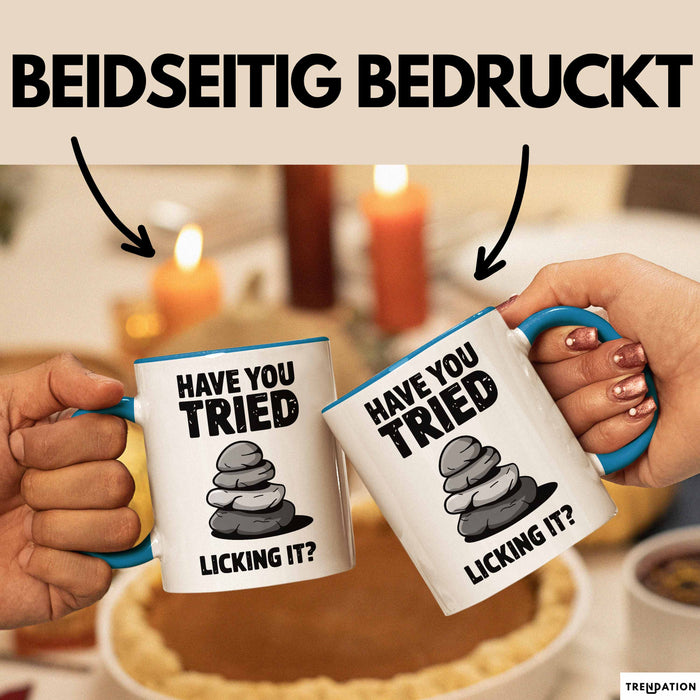 Geologie Liebhaber Geologe Tasse Geschenk Lustige Geschenkidee Spruch Hast Du Versucht Es Zu Lecken Blau Trendation