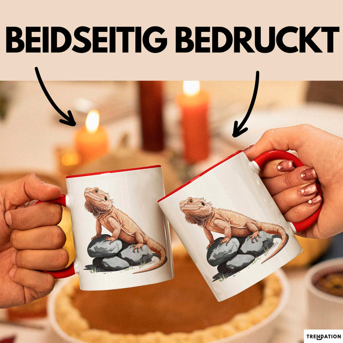 Reptil Bartagame Tasse Geschenk Lustige Geschenkidee Spruch Rot Trendation