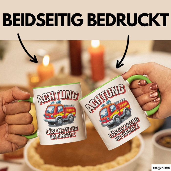 Feuerwehrmann Tasse Geschenk Feuerzwerg Im Einsatz Feuerwehr Grün Trendation