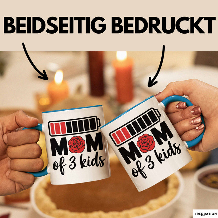 Mama Tasse Geschenk Mom Of 3 Kids Geschenkidee Mama Drei Kinder Muttertag Blau Trendation