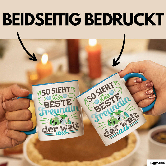 Beste Freundin Tasse "Beste Freundin Der Welt" Geschenkidee für BFF Blau Trendation
