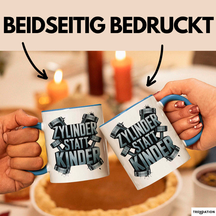 Automechaniker Tasse Geschenk Lustige Geschenkidee Spruch Zylidner Statt Kinder Blau Trendation