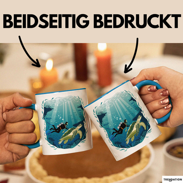 Taucher Tasse Geschenkidee für Tauch Enthusiasten Blau Trendation
