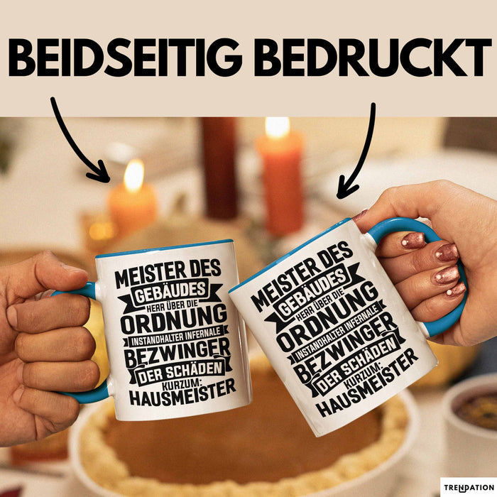 Hausmeister Tasse Geschenk Meister Des Gebäudes Blau Trendation