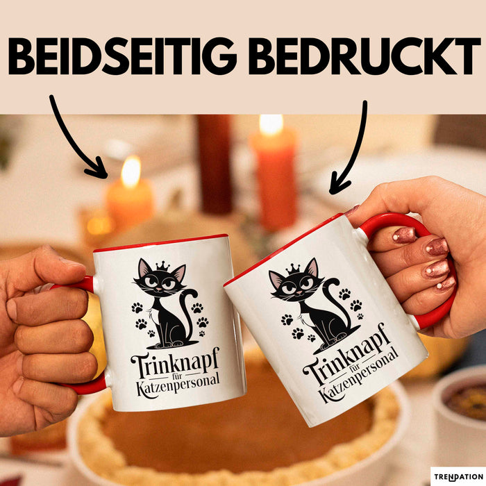 Katzenliebhaber Tasse Geschenkidee Trinknapf Katzen Personal Rot Trendation