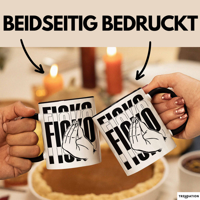 Italiener Geschenk Tasse Ficko Italienische Handbewegeung Kaffee-Becher Schwarz Trendation